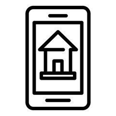 Poster - Smartphone house leasing icon. Outline smartphone house leasing vector icon for web design isolated on white background