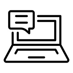 Poster - Message on laptop icon. Outline message on laptop vector icon for web design isolated on white background