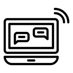 Poster - Laptop chat bubbles icon. Outline laptop chat bubbles vector icon for web design isolated on white background