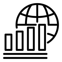 Poster - Globe and mobile network icon. Outline globe and mobile network vector icon for web design isolated on white background