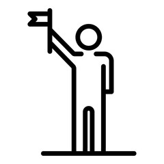 Poster - Man with flag icon. Outline man with flag vector icon for web design isolated on white background