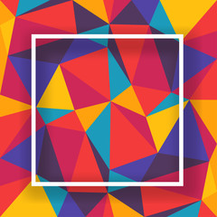 Poster - White frame on colorful background with triangles