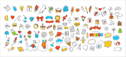 Poster - Different doodle vector icons set