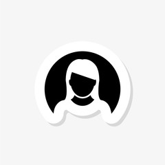 Poster - Woman avatar sticker icon flat style illustration for web