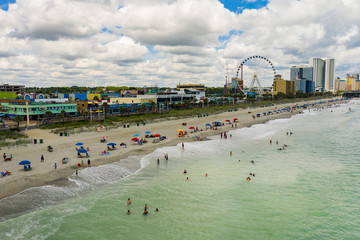 Wall Mural - Myrtle Beach warm tropical Atlantic waters aerial photo