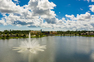 Aerial photo fountain The Pavilion at Port Orange