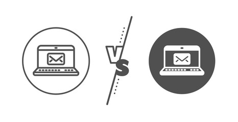 Message correspondence sign. Versus concept. E-Mail line icon. Communication symbol. Line vs classic e-Mail icon. Vector