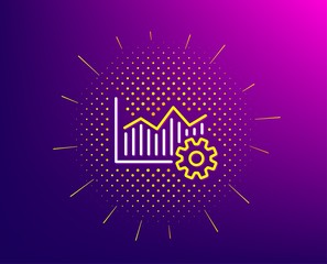Aufkleber - Operational excellence line icon. Halftone pattern. Cogwheel sign. Gradient background. Operational excellence line icon. Yellow halftone pattern. Vector