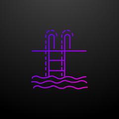 Poster - Stairs to the pool dusk style nolan icon. Elements of summer holiday and travel set. Simple icon for websites, web design, mobile app, info graphics