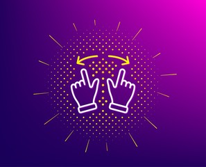 Poster - Move gesture line icon. Halftone pattern. Slide arrow sign. Swipe action symbol. Gradient background. Move gesture line icon. Yellow halftone pattern. Vector