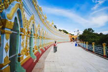 U Min Thonze Pagoda Temple Is One Of The Most Distinctive Complexes On The Main Hill Top Of Sagaing. Landmark And Popular For Tourists Attractions In Mandalay, Myanmar