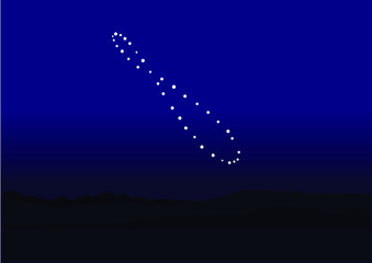 analema natural phenomenon in the sky on blue night background design illustration vector 