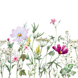 Fototapeta Kwiaty - Watercolor floral vector pattern