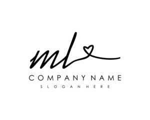 Wall Mural - ML Initial handwriting logo vector