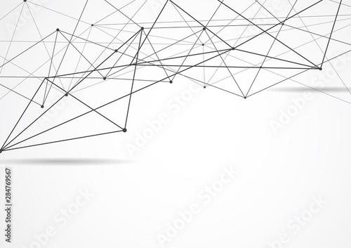 Abstract connecting dots and lines with geometric background. Modern technolo...