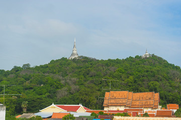 Wall Mural - Pagoda on mountain top at Khao Wang Palace or Phra Nakhon Khiri Historical Park in Petchaburi, Thailand.