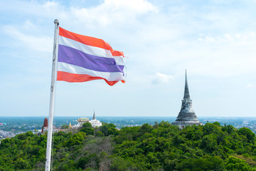 Wall Mural - Pagoda on mountain top at Khao Wang Palace or Phra Nakhon Khiri Historical Park in Petchaburi, Thailand.