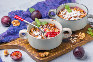 Wall Mural - Red cherry plum crumble with walnut crumb.