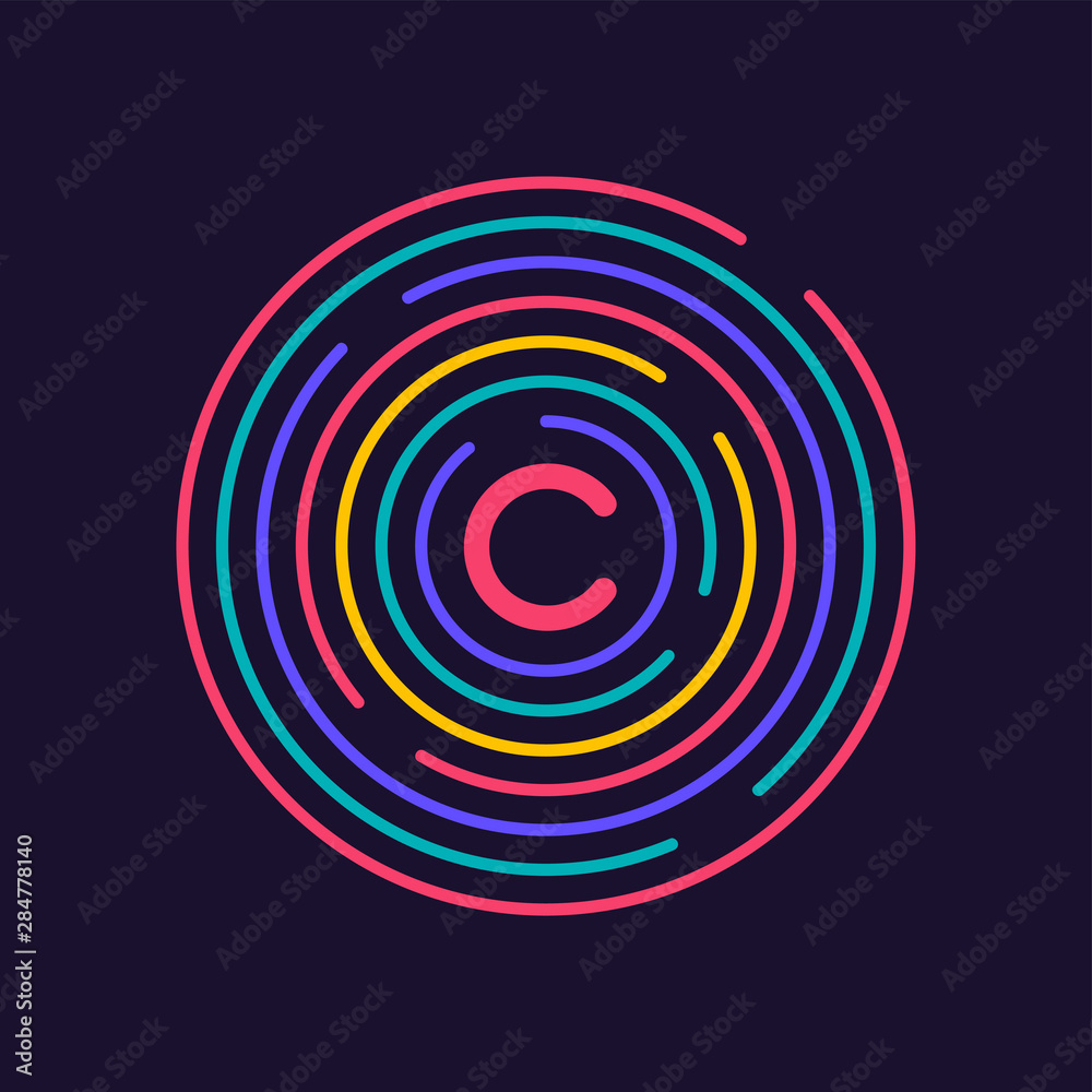 Creative connection icon logo design. Circular network data. Geometric structure dot and line connection. Vector illustration