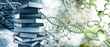 © cooperr - Stack of books depicted on DNA background closeup
