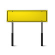 © Marina - Realistic yellow traffic sign on metal column. Road board text panel, mockup signage direction