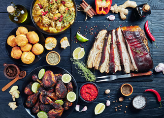 set of caribbean dishes on a table