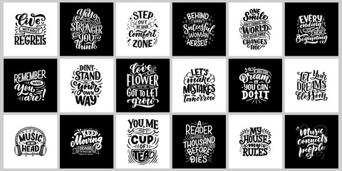 Wall Mural - Inspirational quotes. Hand drawn vintage illustrations with lettering. Drawing for prints on t-shirts and bags, stationary or poster.