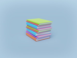 Aufkleber - minimal Stack of colorful books on pastel background. education concept. 3d rendering