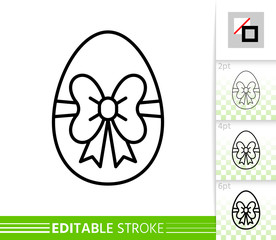 Wall Mural - Easter egg bow ribbon simple thin line vector icon