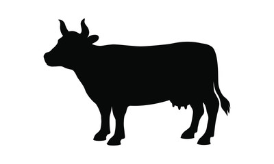 Poster - Сow graphic icon. Cow black sign isolated on white background. Cattle symbol. Vector illustration