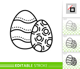 Wall Mural - Easter egg decorate simple thin line vector icon