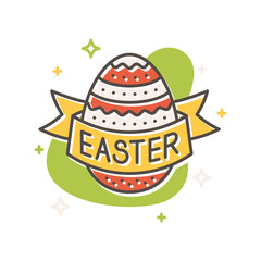 Wall Mural - Easter egg banner filled outline vector icon