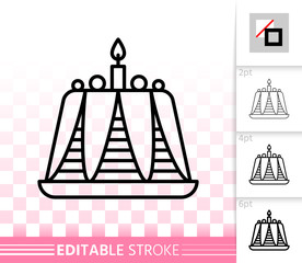 Wall Mural - Cake birthday candle simple thin line vector icon