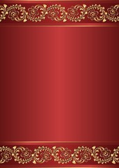 Poster - red background with golden ornament