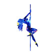 colorfull silhouette of girl and pole on a white background. Pole dance illustration for striptease dancers, exotic. Clipart with texture watercolor space for design. Sexy women
