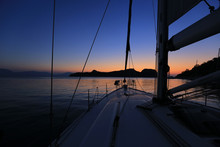 Sailing Yacht Moored After Sunset