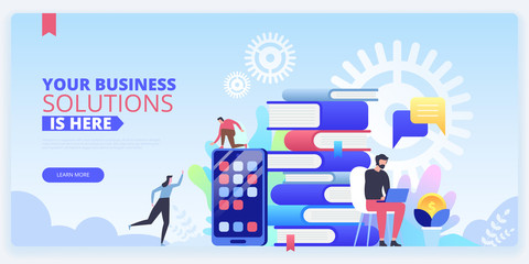 Poster - Business solutions landing page vector template