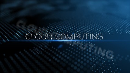 Poster - Cloud computing modern intro text 3D animation with lens flare and depth of field focus blur