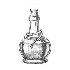 Wall Mural - poison bottle with cork cap monochrome vector. glass bottle with planted yarn and toxic mixture. poi