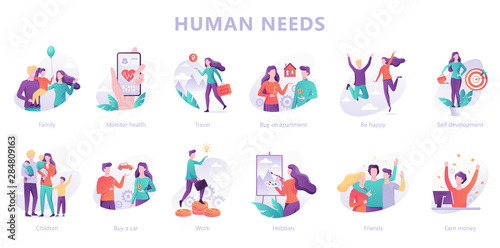 Cuadros en Lienzo Human needs set. Personal development and self-esteem