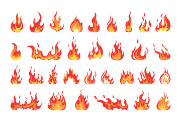 set of red and orange fire flame.