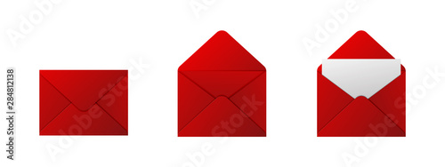 Fotografía Red envelopes on white background. Vector illustration.