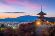 Autumn Color of Kyoto skyline and Kiyomizu-dera Temple in Kyoto