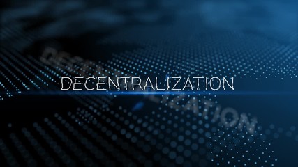 Poster - Decentralizarion modern intro text 3D animation with lens flare and depth of field focus blur