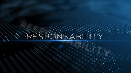 Poster - Responsability modern intro text 3D animation with lens flare and depth of field focus blur