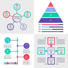 Poster - infographic dashboard. information banners with finance graphs, pyramid and comparison diagrams vect