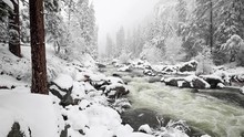 A Snowy Winter Landscape In Yosemite National Park