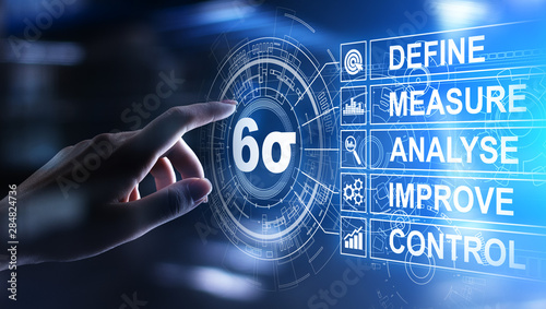 Fotomural Six Sigma, Lean manufacturing, quality control and industrial process improving concept