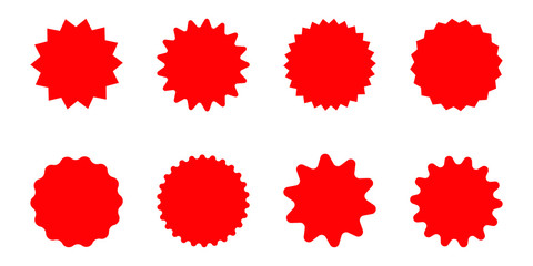 Wall Mural - Set of red star or sun shaped sale stickers. Promotional sticky notes and labels.