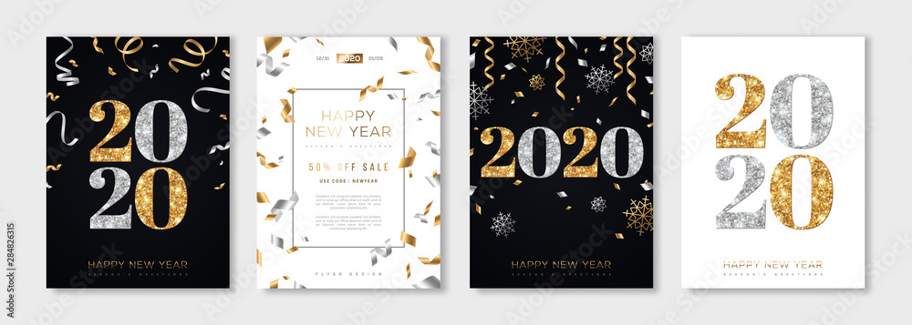 2020 New Year set - obrazy, fototapety, plakaty 
